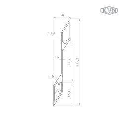 Profil 115.2x24mm, L-6000mm, hliník bez povrchovej úpravy Profil 115.2x24mm, L-6000mm, hliník bez povrchovej úpravy